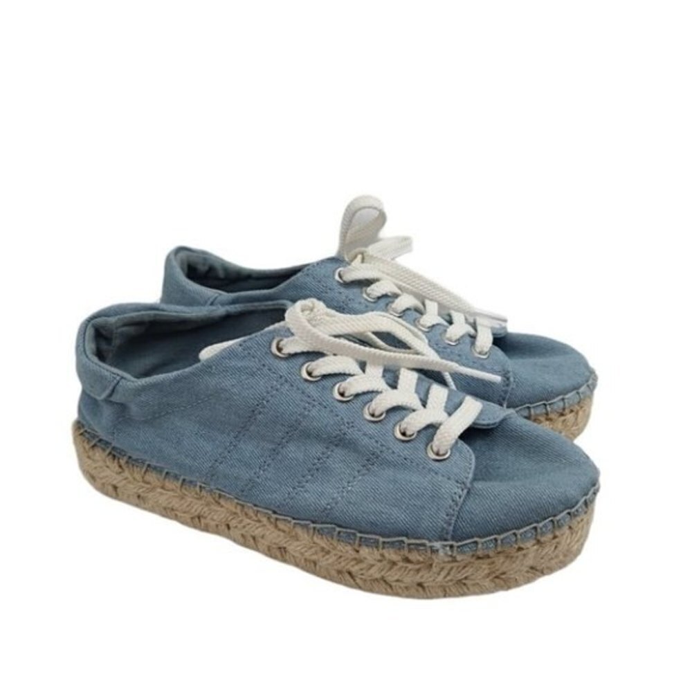 Steve Madden Tamilyn Denim Chambray Textile Espadrilles 6.5